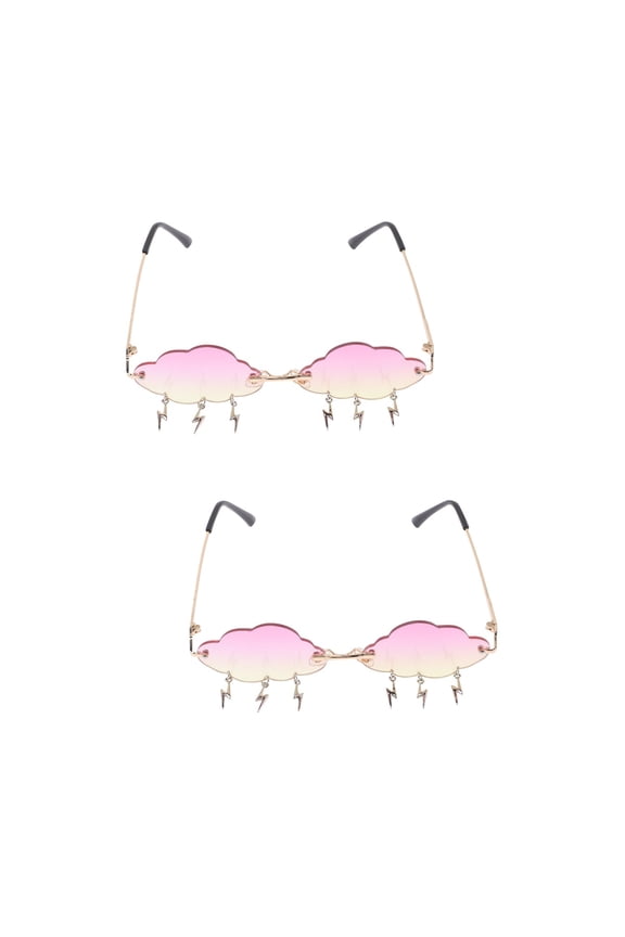 2 PCS Rimless Prom Glasses Cloud Sunglasses Men and Women