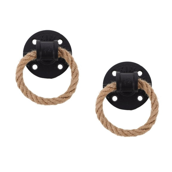 SEWACC Cupboard Handle Black Circular Iron Rope Furniture 2Pack 3.15X2.56In