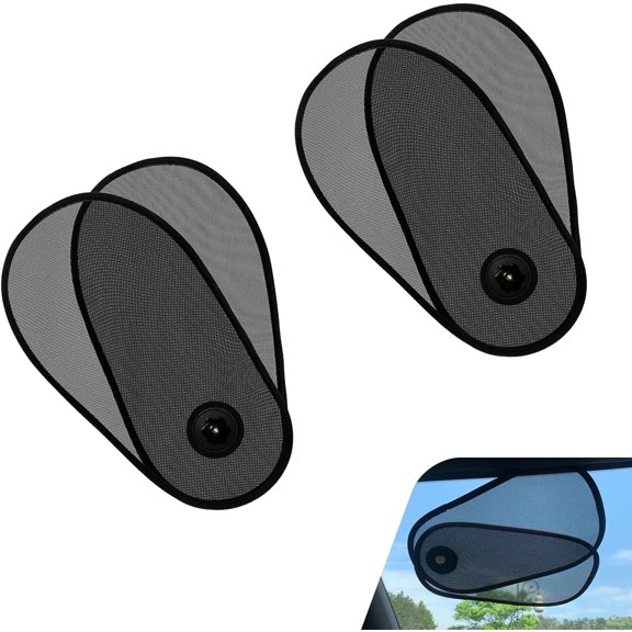 2 PCS Rotatable Car Side Window Sun Shades, Adjustable Extender Shade, Heat & Glare Protection Visor with Suction Cup, Foldable Cover for Driver Passenger Windows (Black)