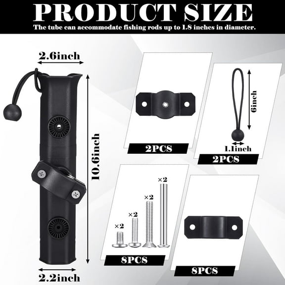 2 PCS Rotatable Fishing Rod Holders for Bike , Adjustable Pole Mount with Clamp for Boat, , Motorcycle