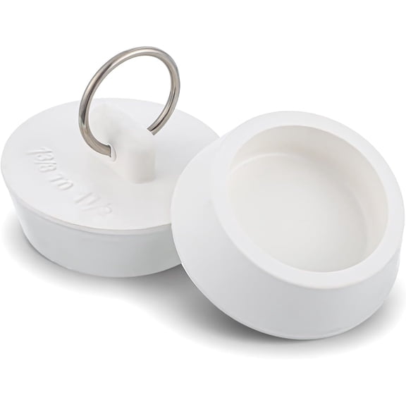 2 PCS Rubber Drain Stopper, Bathtub Drain Plug with Hanging Ring White Bath Tub Drain Stoppers Water Stopper Seal Bath Faucet Cover for Kitchen Bathroom Shower LaundryFits 1-3/8 Inch to 1-1/2 Inch