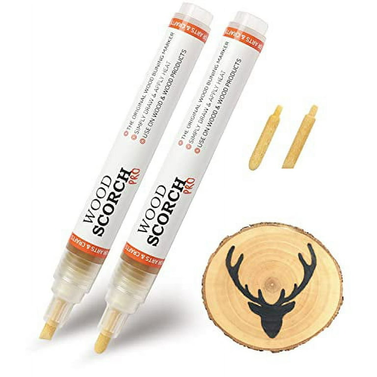 2 pcs Wood Burning Pen Marker, Wood Scorch Pen Marker - Heat Sensitive  Marker for Wood and Crafts - 2 in 1 with Oblique Tip and Bullet Tip and