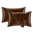 thumbnail image 1 of 2 PCS Satin Pillow Case Imitation Silk Pillowcase Both Sides Soft Breathable Smooth Silk Pillow Cover Give You Soft Care 20.08*35.83 "(Coffee), 1 of 8
