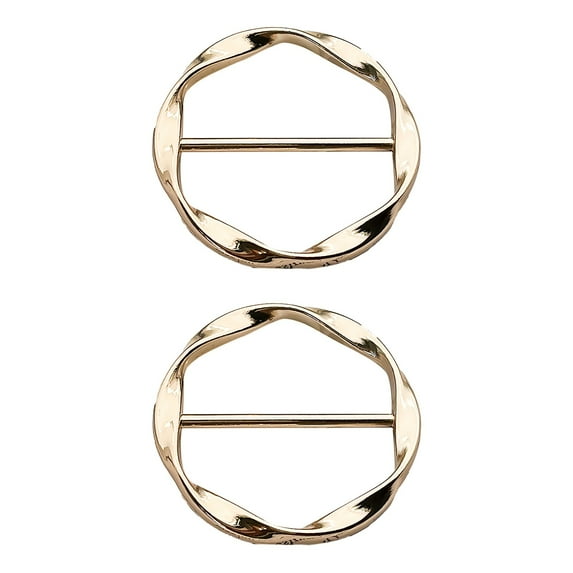 2 PCS Scarf Ring Clips for Women, Fashion Round Circle Clip Buckle Clothing Ring Wrap Holder Scarf Ring, Metal Clothes Corner Knotted Ring Slides