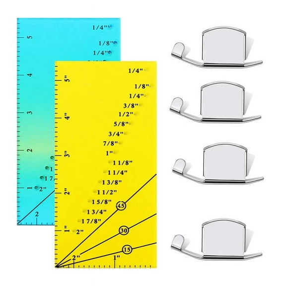 2 PCS Seam Guide Ruler with 4 Magnetic Guides,1/8in to 2in Straight Line Hems Sewing Ruler,Seam Allowance