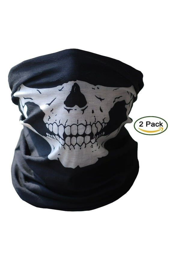 2 PCS Seamless Skull Face Mask - Skeleton Tube Face Mask - 2 Pack Motorcycle Snowboarding Outdoor Face Protection Bandana Beanie Scarf Headband 2x Rave Masks