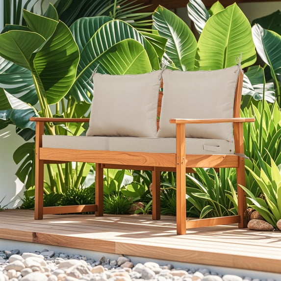 2 PCS Set 24x24 in Outdoor Deep Seat Cushion- Waterproof Fade-Resistant Patio Furniture Cushions with Removable Covers, Adjustable Straps & Handles,Beige