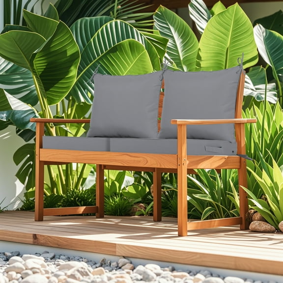 2 PCS Set 24x24 in Outdoor Deep Seat Cushion- Waterproof Fade-Resistant Patio Furniture Cushions with Removable Covers, Adjustable Straps & Handles,Grey