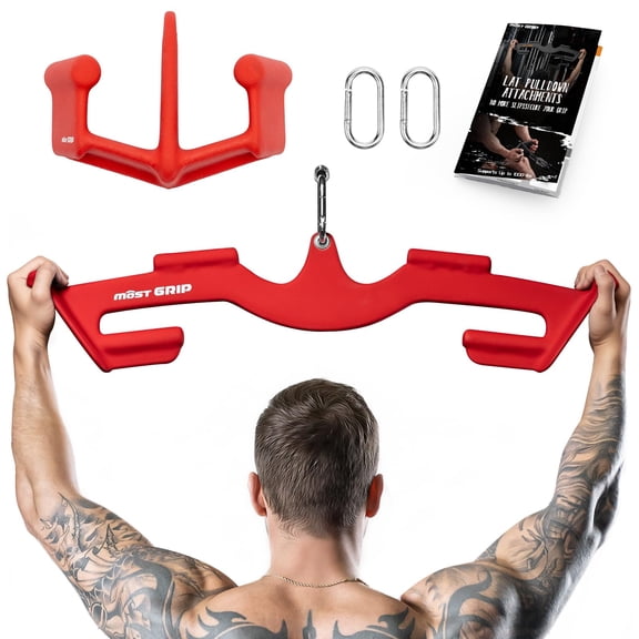 2-PCS Set LAT Pulldown Attachments for Back Training LAT Pull Down Bars, Triangular Stability Non-Slip Cable Machine Attachment for Gym Home Workout Whole Back Training