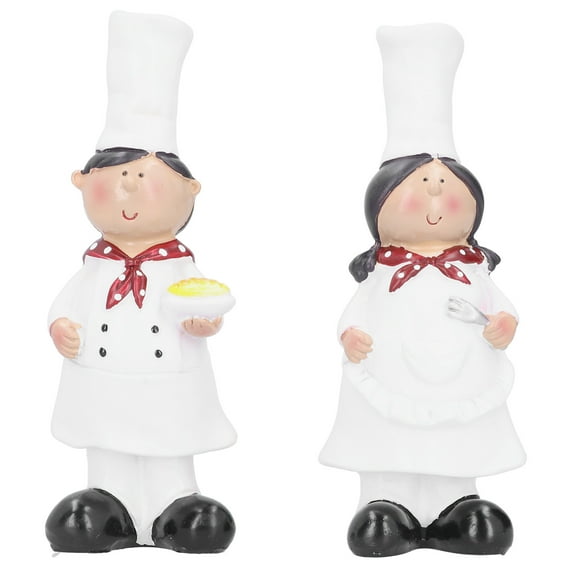 2 PCS/Set Resin Statue Couple Chef Figurine Lovely Art Crafts Ornament Home Decor Desktop Kitchen Bar