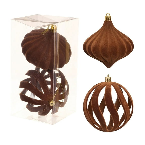 2 PCS Set of 10CM Boutique Flocked Christmas Ball Ornaments in Gift Box for Tree Decorations Holiday Displays and Festive Celebrations