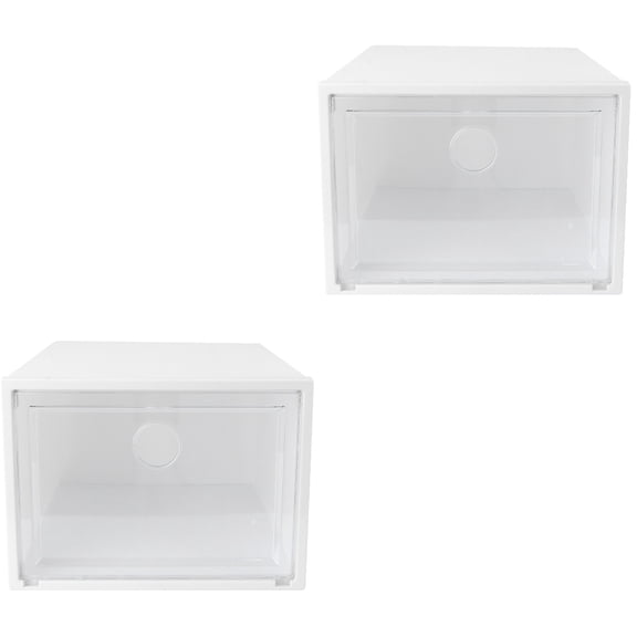 2-Pack Transparent Plastic Shoe Storage Boxes Wall-Mounted Organizer Case for Shoes