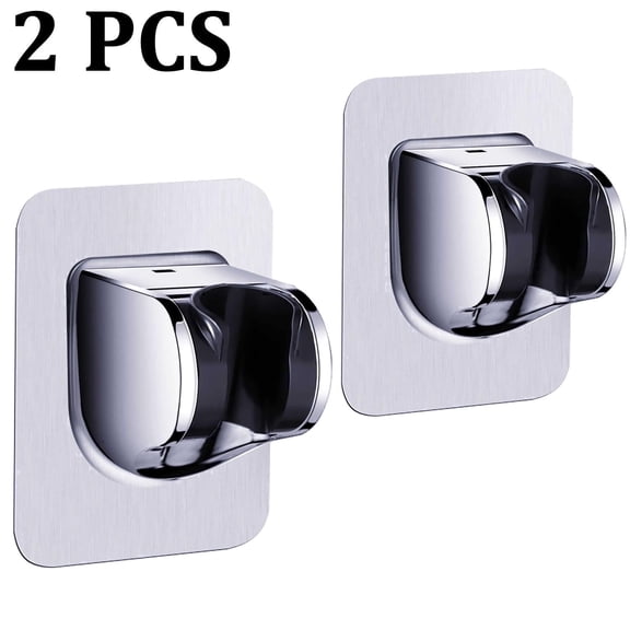 OFEFE 2 Pcs Shower Holder for Wall,Shower Head Holder Strong Adhesive Adjustable Handheld Wand No Drilling Wall Mount Bracket (Silver)