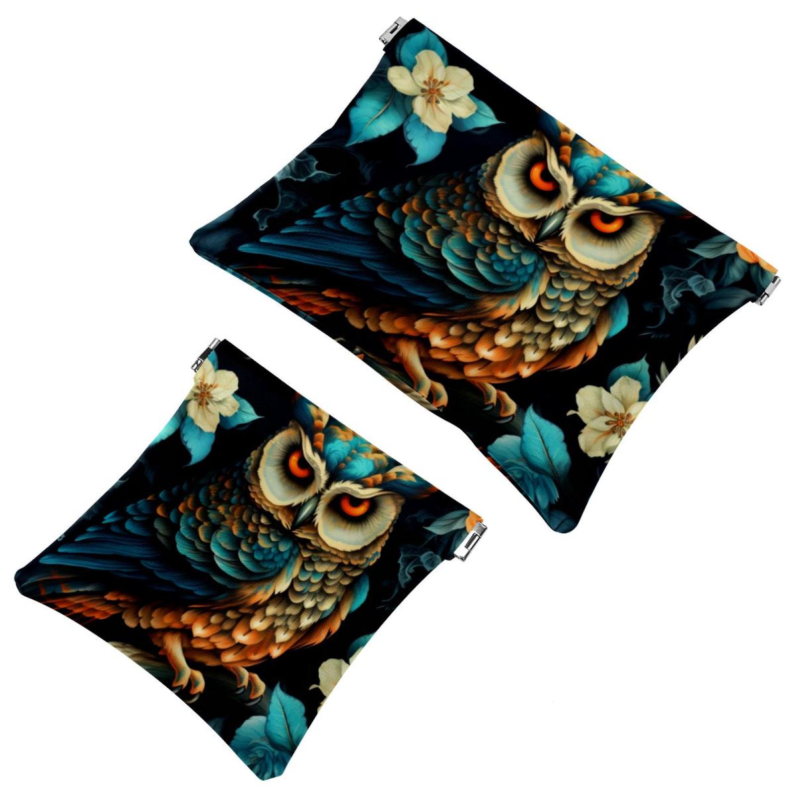 2 PCS Shrapnel Pouch Cartoon Owl Pocket Cosmetic Bag Portable Coin