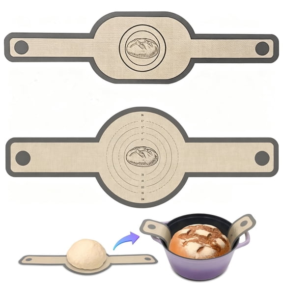 2 PCS Silicone Bread Sling Oval and Round, Non stick Reusable Bread Baking Mats, Easy-To-Clean Dutch Oven Liners, Baking Supplies