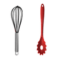 thumbnail image 1 of 2 PCS Silicone Cooking Utensils Set Heat Resistant For Nonstick Cookware, Non Scratch, Dishwasher Safeblack+red, 1 of 5