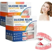 2 PCS Silicone Reline Denture Set, Soft Silicone Denture Reline Kit, Silicone Soft Dentures Repair, Denture Silicone Reline Kit for Men & Women