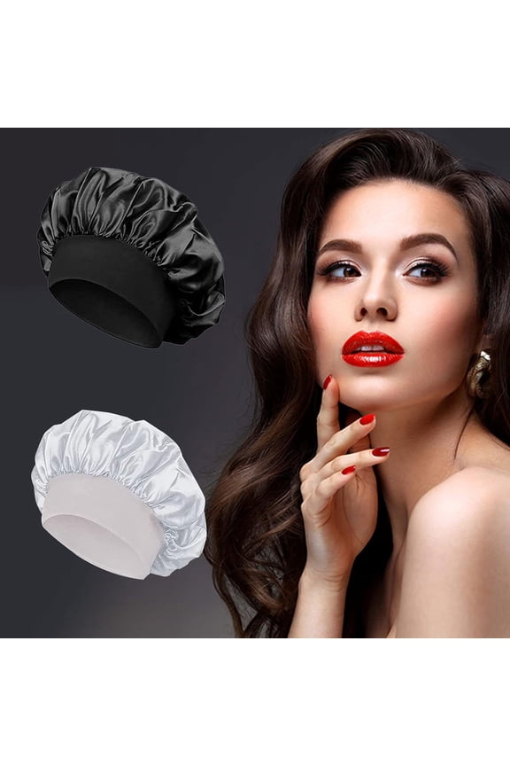 2 PCS Silk Bonnet for Sleeping Black Women Sleep Cap Satin Hair Cap for Curly Hair for Men Night Head Cover/Wrap Scarf Protect Braids