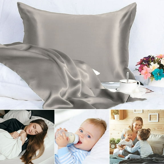 2 PCS Silk Pillowcase For Skin And Hair Silk Pillow Case Both Side Silk With Hidden Zipper Non-Standard Grey