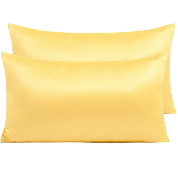 2 PCS Silky Satin Pillowcase Standard Queen King Size with Hidden Zipper Closure