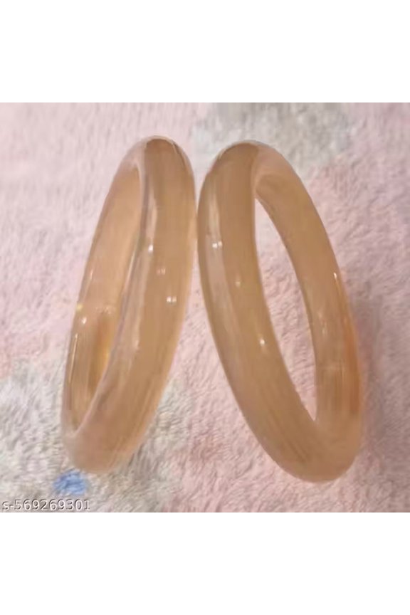2 PCS Simple Cream Color Crystal Bangle For Girls And Women
