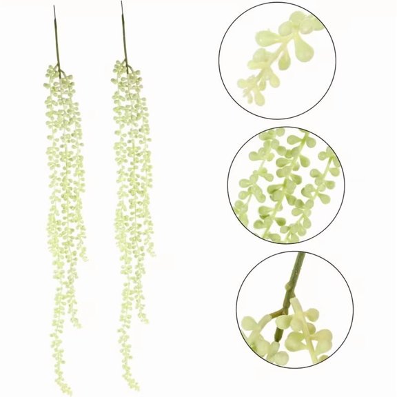 2 PCS Simulated Pearl Hanging Plants Artificial Vines Indoor Outdoor Decor with Hooks
