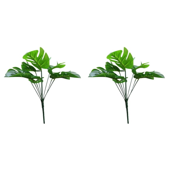 2 PCS Simulation Leaves Home Decoration Green Large Faux Plants for Indoors Office