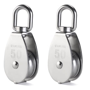 NICERIO Nicerio 50Mm Single Sheaved Stainless Steel Pulley Roller Plated Silver 2Pcs