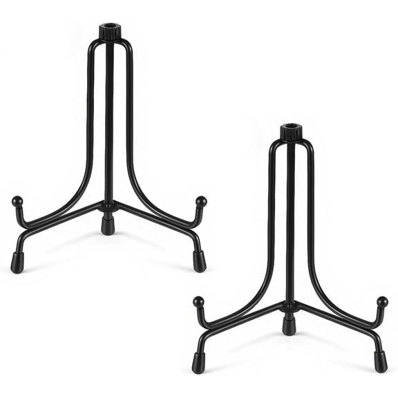 2 PCS Small Plate Stand, 4 Inch Anti-Slip Iron Plate Display Stand Black Iron Plates Stands for Display Upgraded Easel Displays Stands Photo Holder for Picture Frame, Decorative Plates, Collection