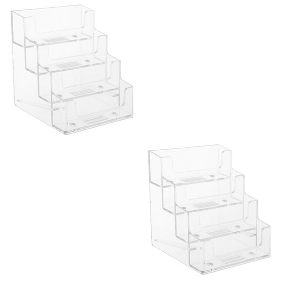 2-Pack Small Multi-Layer Postcard and Business Card Holder Box Organizer 10.10 x 10.00 x 9.60 CM