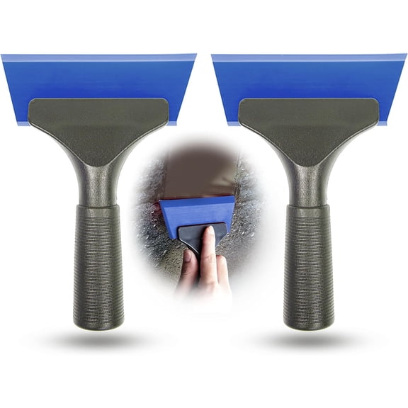 2 PCS Small Squeegee Snow Scraperor for Car,Car Window Squeegee Silicone Squeegee for Window Door Bathroom Mirror,Car Wrapping Scraper Tool (2, Blue)