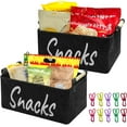 thumbnail image 1 of 2 PCS Snack Bin for Pantry,Snack Basket Organizer for Countertop with 10 Chip Clips ,Snack Storage Containers for Storing Chips, Pretzels, Cookies, Popcorn and more, 1 of 5