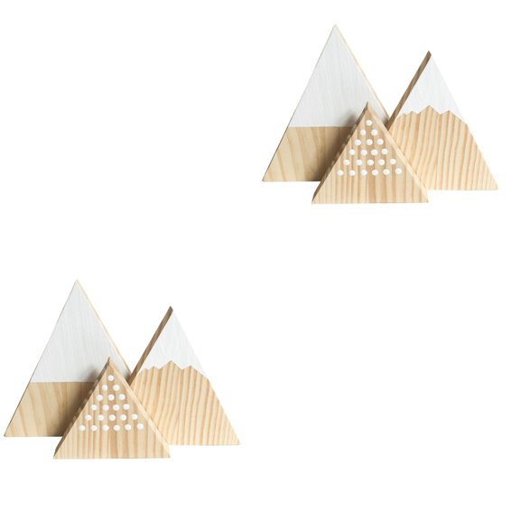 HONITANO Set of 6 White Polka Dot Wooden Triangular Ornaments Photo Props 5.9x5.9x5.5 Inches Decorative Accents