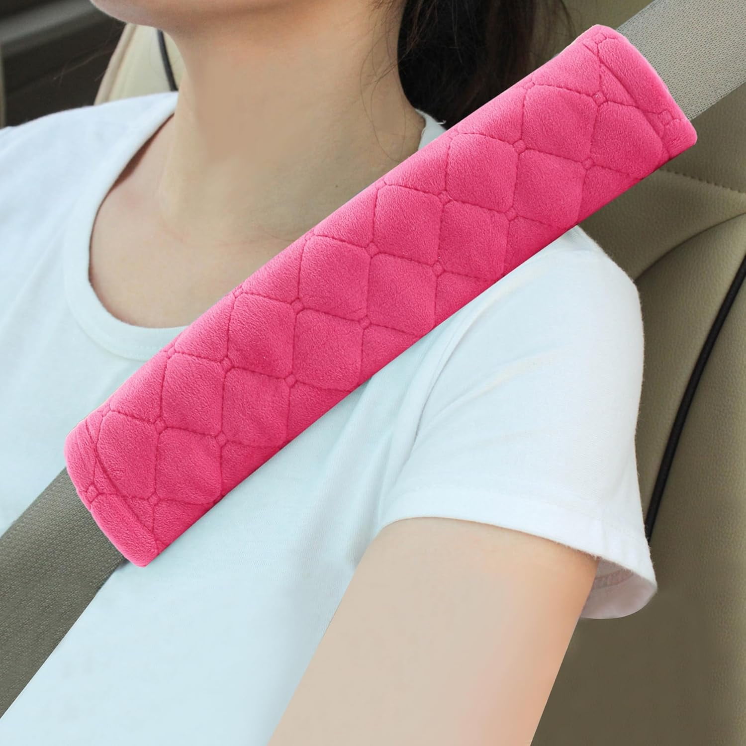 Senya 2-Pack Leopard Print Seat Belt Covers - Soft Shoulder Pad For Comfort (6.5" X 6.5", Pink/Black) - View #4