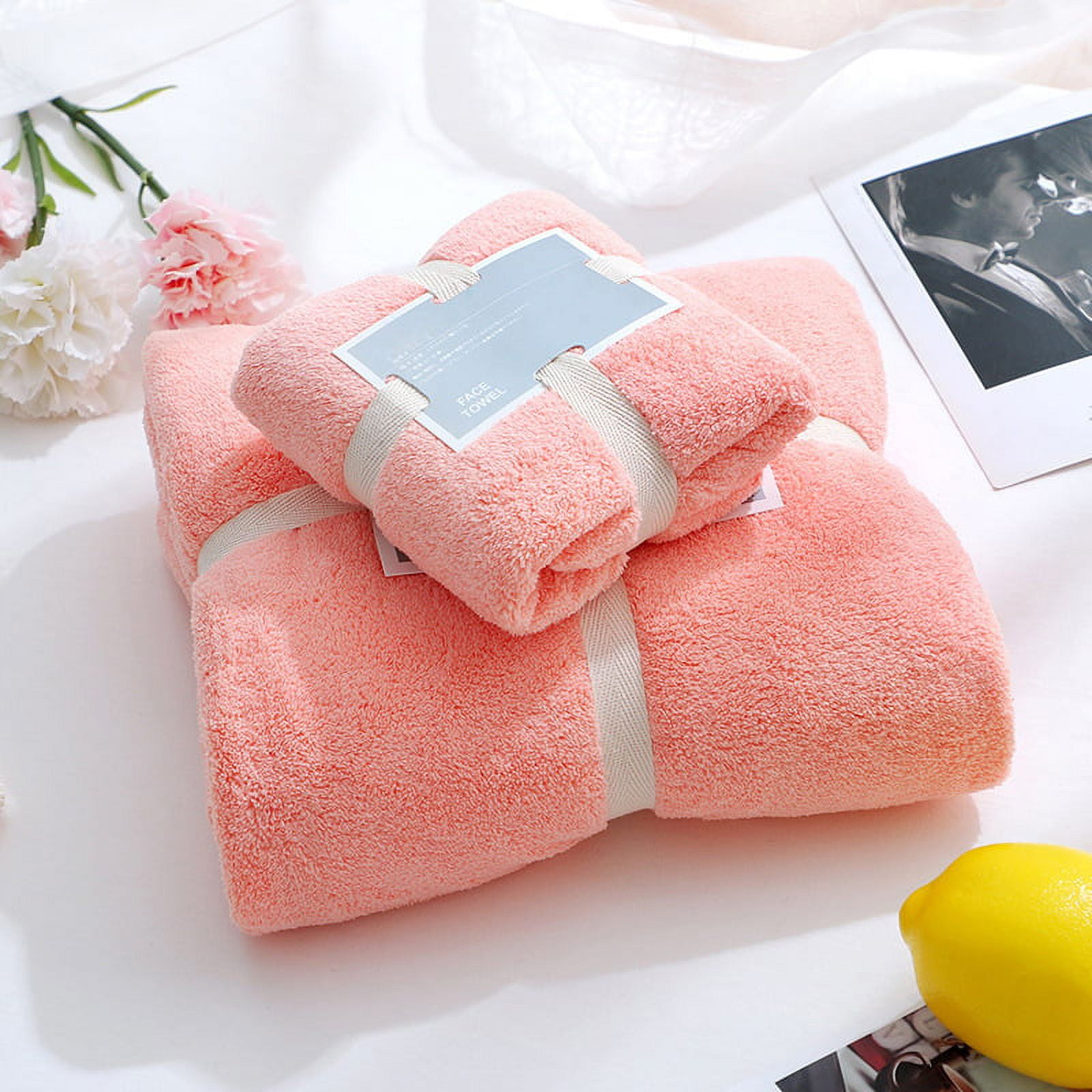 Soft Coral Fleece Towel Sets Clearance Absorbent For Home, Beach