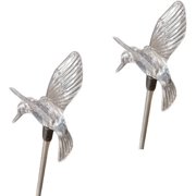 2 PCS Solar Color Changing HUMMINGBIRD WING UP Style Garden Stake Light