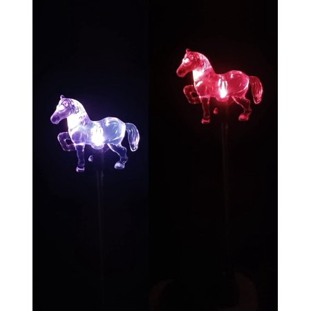 2 PCS Solar Color Changing Horse Style Garden Stake Light