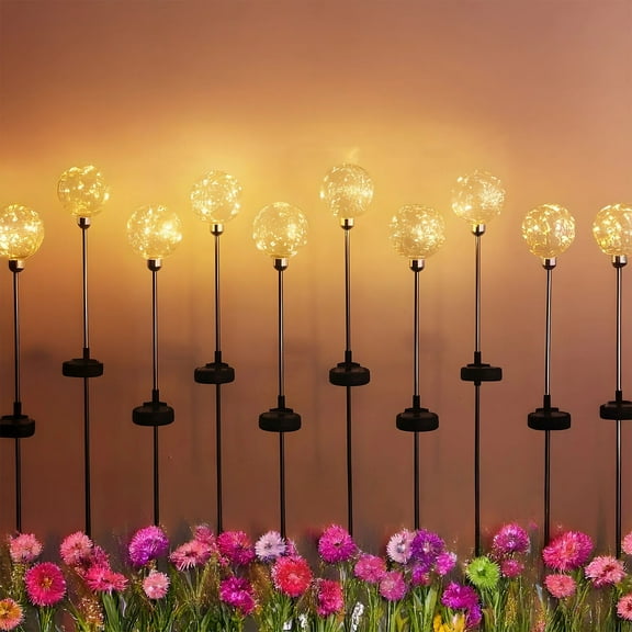 2PCS Solar Lights , Stainless Steel Decorative Globe Lights, 2.5W Solar Powered 16 LED Lights for Lawn, Garden, Outdoor