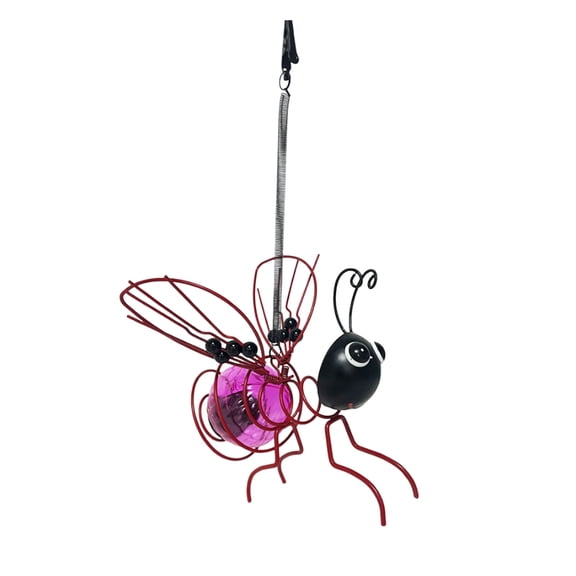 2 PCS Solar-Powered Hanging Bee Light - Metal LED Outside Bugs with Bouncy Springs - Solar Fairy Lights for Outside Garden Decor Backyard Balcony Porch Spring Decoration