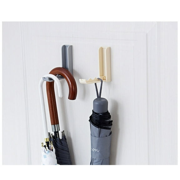 Clispeed 2Pcs Plastic Wall Hooks Self Adhesive Foldable Design for Home Use Beige