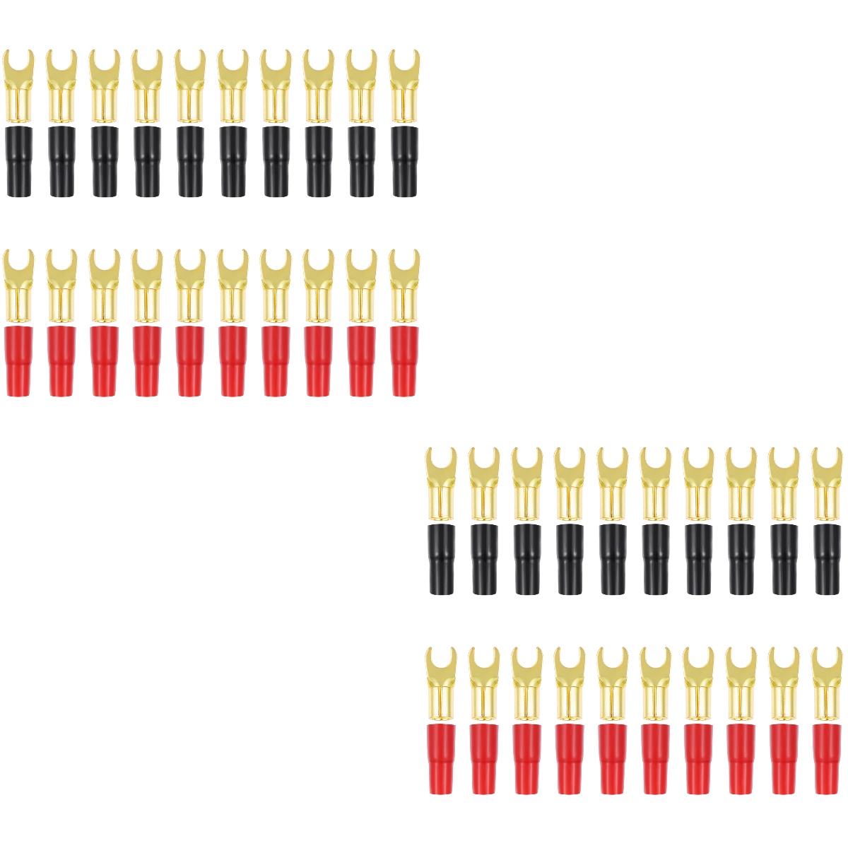 2 PCS Speakers Copper Spade Connector Gold Plating Protective Boots Car