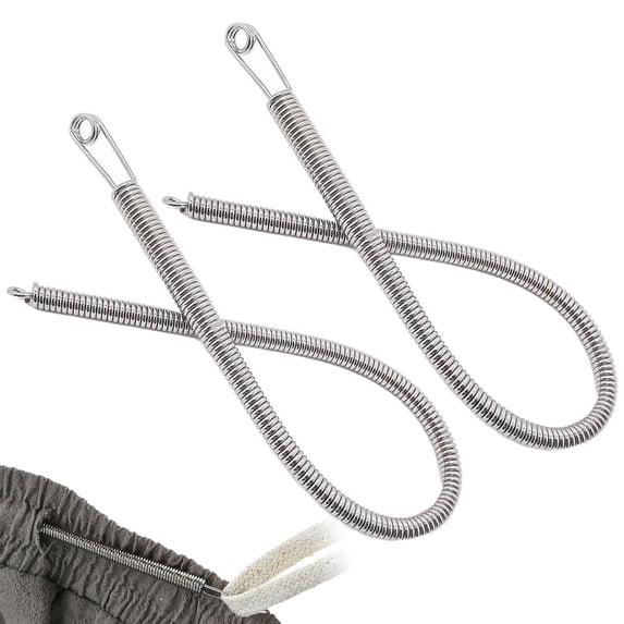 2 PCS Spring Drawstring Needle Threader,DIY Rope Threader Clip,Drawstrings Replacement with Easy Threaders,Drawstring Threader Tool Set,for Drawstring Replacement for Hoodies,Pants