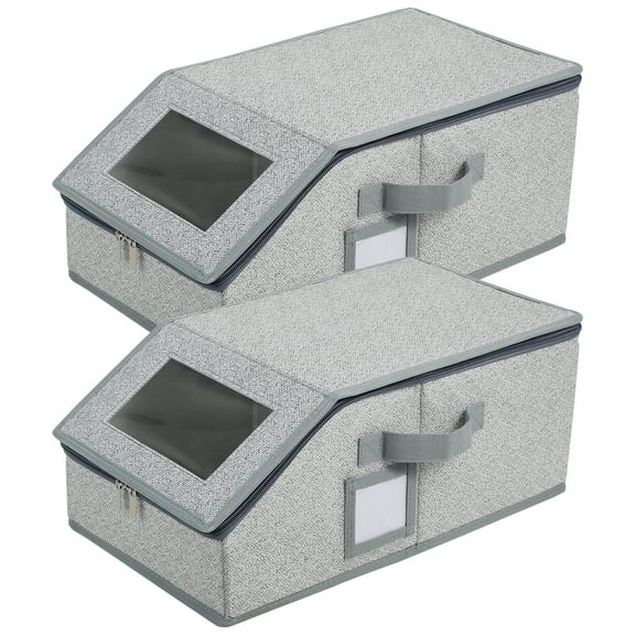 2 PCS Stackable Hat Storage for Baseball Caps, Holds for Closet, Sturdy Hat Boxes for Men with Cardboard, Grey