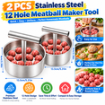 thumbnail image 1 of 2 PCS Stainless Steel 12 Hole Manual Meatball Maker Tool, Meatball Press Meatball Shaper, for Homemade Uniform Beef Pork Fish Balls, Practical Home Cooking Kitchen Gadget, Akmoler, 1 of 9