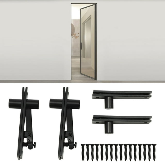 2 PCS Stainless Steel Hidden Hinges Kit Invisible Door Pivot Hinges Black