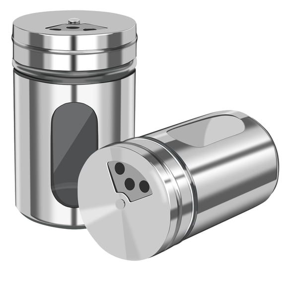 2 PCS Stainless Steel Salt and Pepper Shakers with Adjustable Pour Holes  Elegant Glass and Metal Spice Shakers for Coarse, Kosher, Sugar, Cinnamon, and Spices