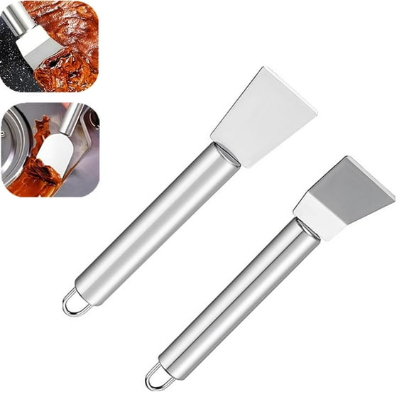 2 PCS Stainless Steel Scrapers – Multifunctional Scraper Cleaning Tool for Cookware, Stovetop, Adhesive, Oven Racks, Grout, Grill & Glass, Durable Scraper for Kitchen & Home, Fridge Cleaning