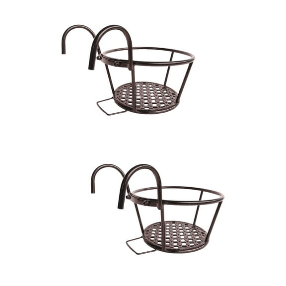 Set of 2 Plant Pot Hanging Shelf Flowerpot Planters Rail Brown