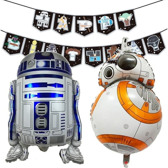 2 PCS Wars Star Balloons R2 Balloon BB Balloon Space Balloons Birthday Balloon Happy Birthday Banner