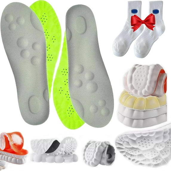 2 PCS Steppers Insoles for Men/Women, Steppers Massage Insoles, 4d Soft Memory Foam Cushioning Sports Cloud Insoles for Men (Green*2, XL)
